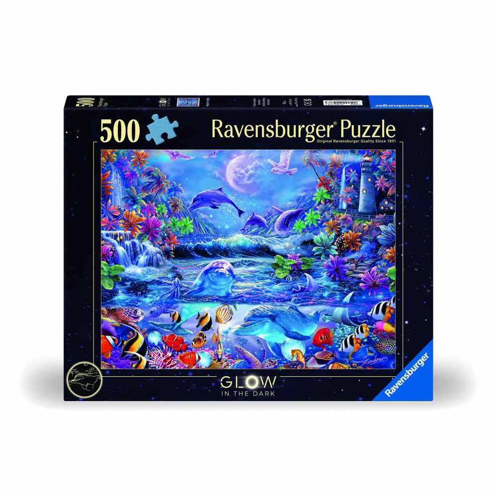 Ravensburger - Puzzle animale marine 500 piese straluceste in intuneric design nou - 1 | YEO