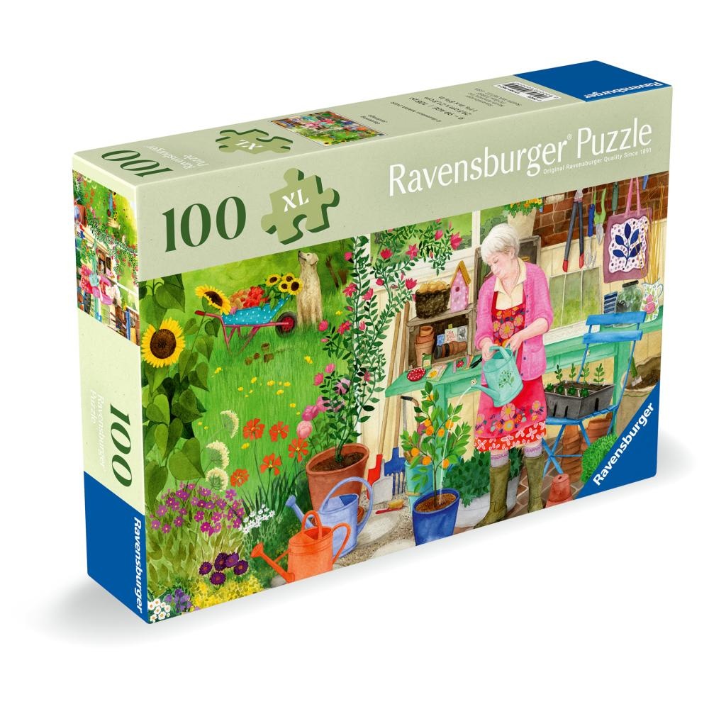 Ravensburger - Puzzle pentru varstnici gradinarit cu sablon de imagine si suport din carton 100 piese mari XL - 1 | YEO