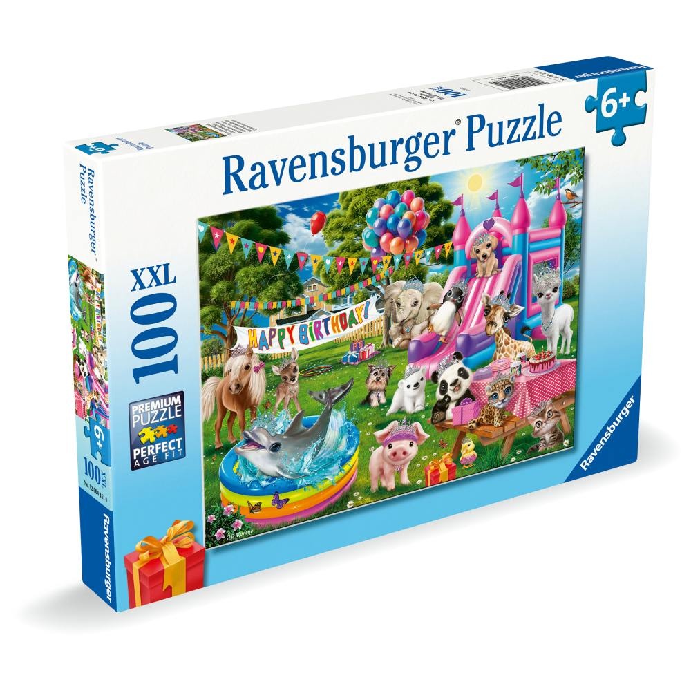 Ravensburger - Puzzle petrecere aniversara cu animalute 100 piese XXL - 1 | YEO