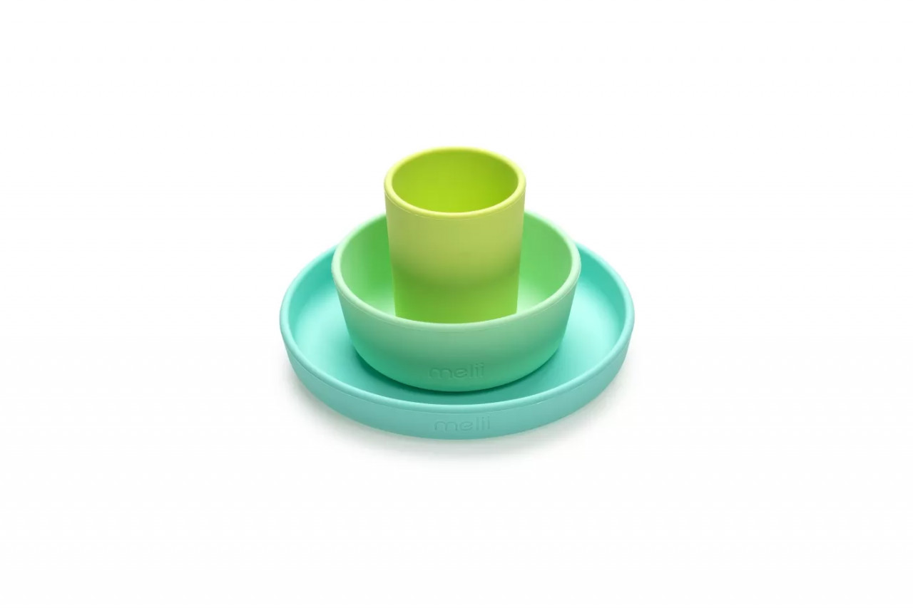 Set 3 Recipiente Silicon Hrana Bebe, Melii, Blue&Lime&Mint - 2 | YEO