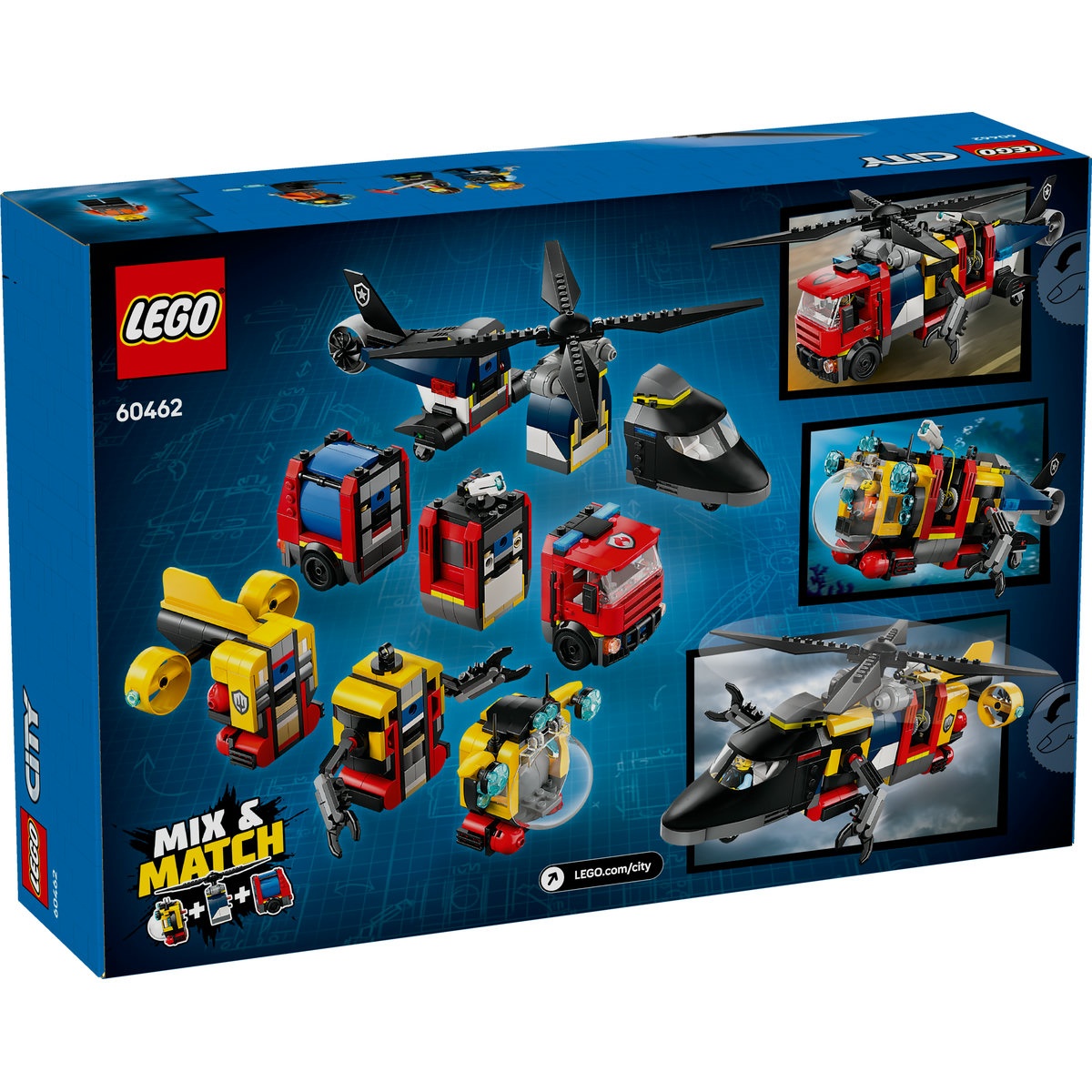 Set LEGO City - Elicopter, camion de pompieri si submarin remixate (60462) - 3 | YEO