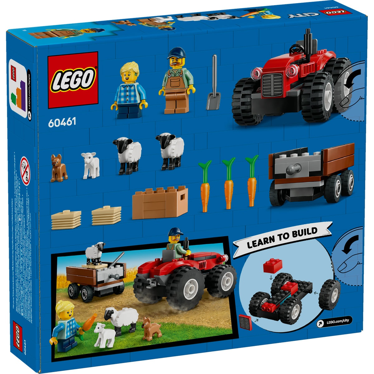 Set LEGO City - Tractor de ferma rosu cu remorca si oi (60461) - 3 | YEO