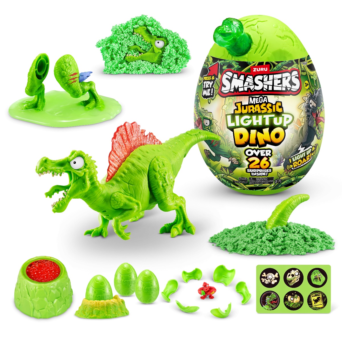 Smashers - Mega Ou surpriza cu peste 26 accesorii, Dino Jurassic Light-Up - 3 | YEO