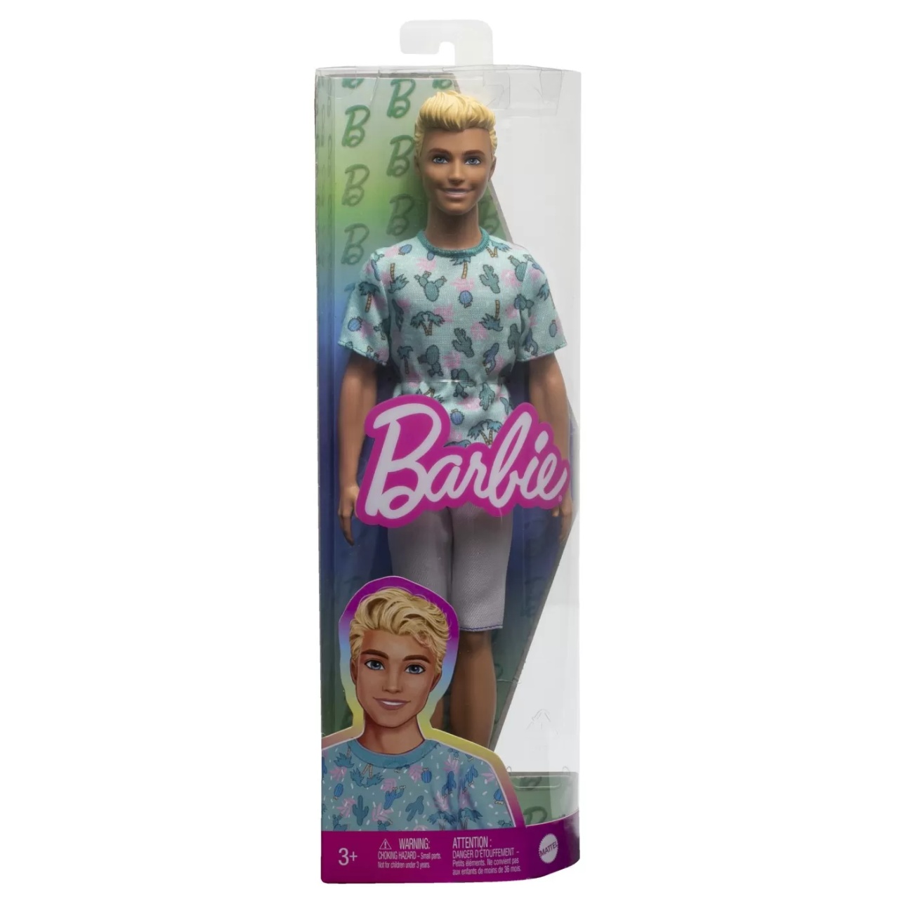 Barbie Papusa Baiat Fashionistas Blond Cu Tricou Cu Imprimeu Cu Cactusi - 1 | YEO