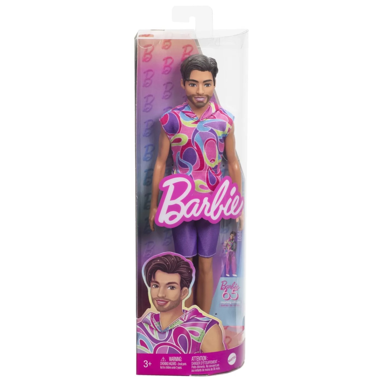 Barbie Papusa Baiat Fashionistas Brunet Cu Barba Si Tricou Cu Gluga