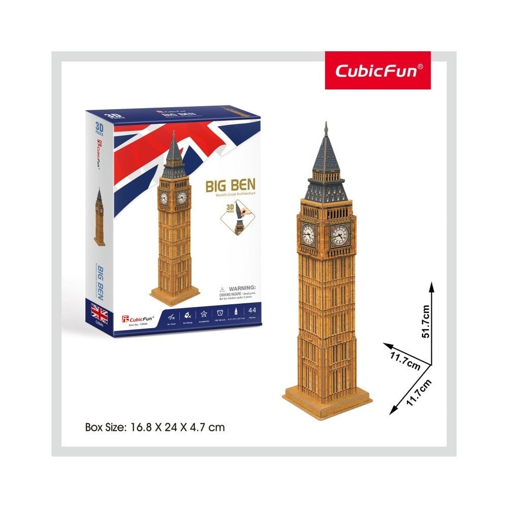 Cubic Fun - Puzzle 3D Big Ben (Nivel Mediu 44 Piese) - 2 | YEO