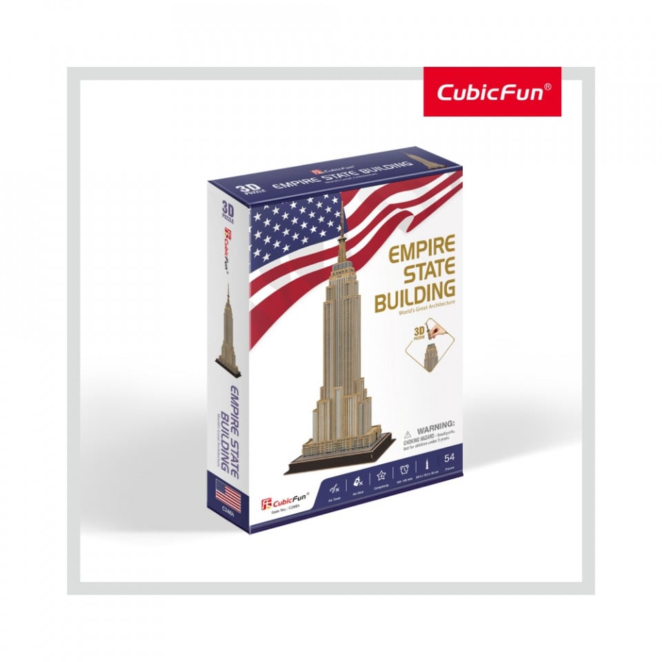 Cubic Fun - Puzzle 3D Empire State Building (Nivel Mediu 54 Piese) - 1 | YEO