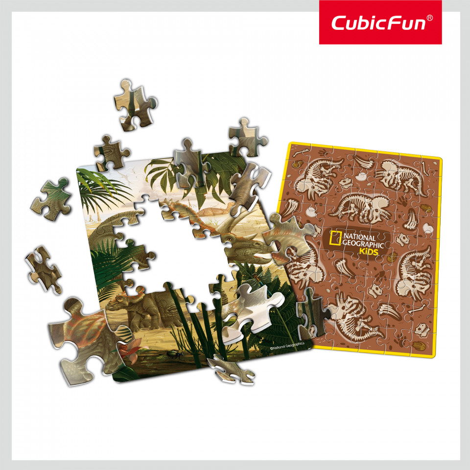 Cubic Fun - Puzzle In Cutie Triceratops 63 Piese - 1 | YEO