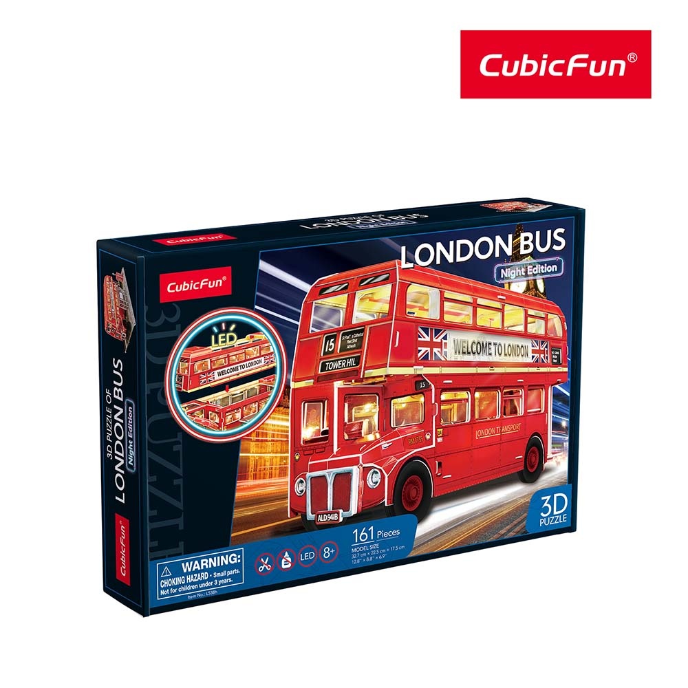 CUBICFUN - PUZZLE 3D LED AUTOBUZ CU ETAJ 161 PIESE - 1 | YEO