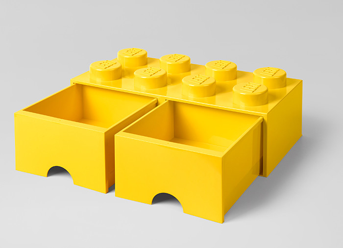 Cutie depozitare LEGO 2x4 cu sertare, galben - 1 | YEO