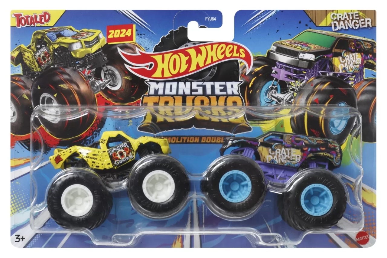 Hot Wheels Monster Truck Set 2 Masini Totaled Si Crate Danger Scara 1 La 64