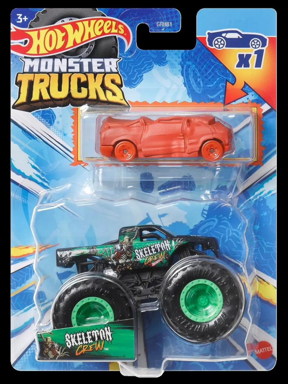 Hot Wheels Monster Truck Si Masinuta Metalica Skeleton Crew