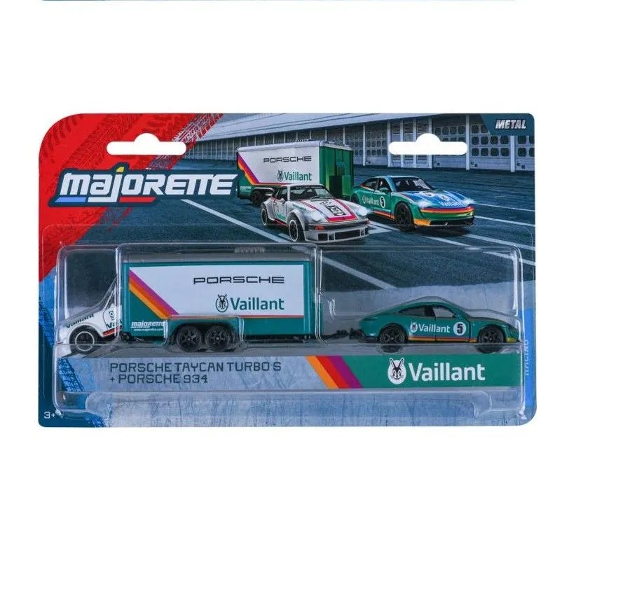 Majorette Transporter Set Remorca De Curse Deluxe Porsche Taycan Turbo S Si Masinuta Porsche 934