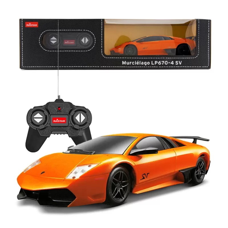 Masina Cu Telecomanda Lamborghini Murcielago Lp670 Portocaliu Cu Scara 1 La 24
