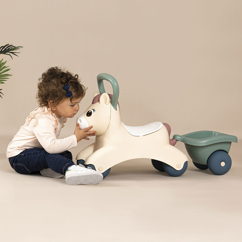 Masinuta de impins Smoby Pony cu remorca - 3 | YEO