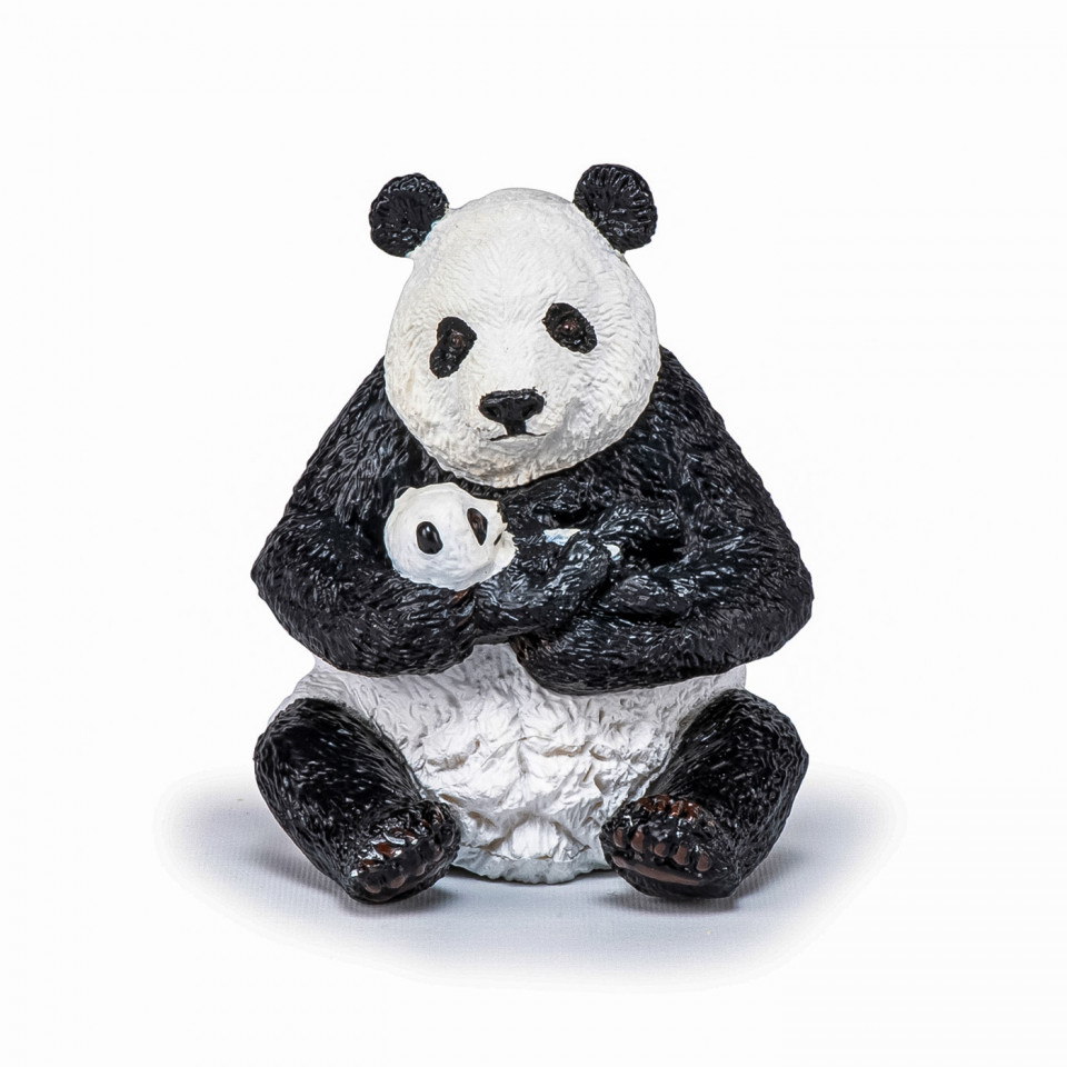 Papo Figurina Urs Panda Sezand Cu Pui In Brate - 1 | YEO