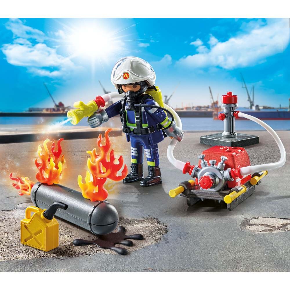 Playmobil - Pompier Playmobil cu pompa de apa - 3 | YEO