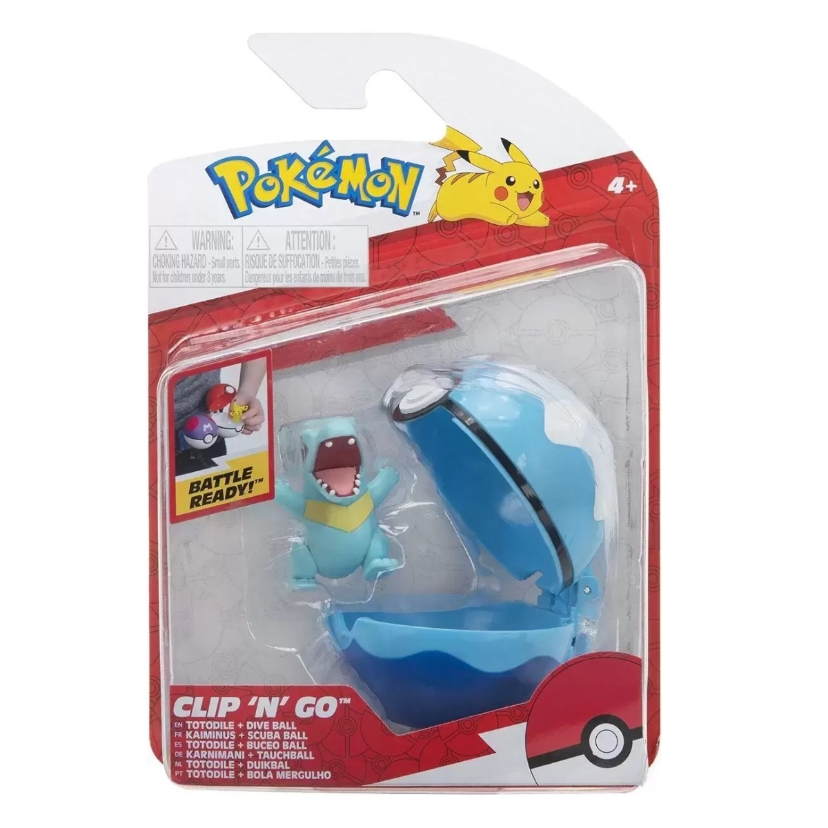 Pokemon - Set 2 figurine Clip n Go, Totodile & Dive Ball W10