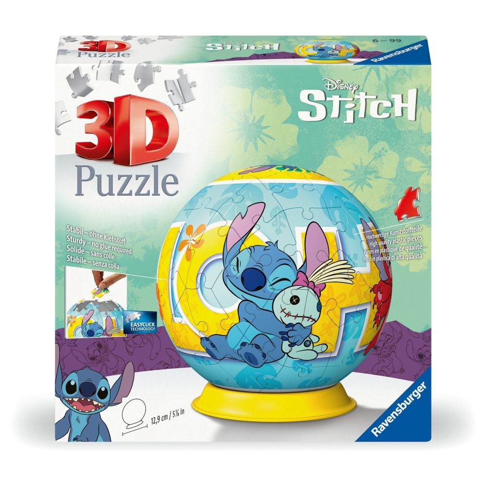 Ravensburger - Puzzle 3D bila Disney Stitch 72 piese - 1 | YEO