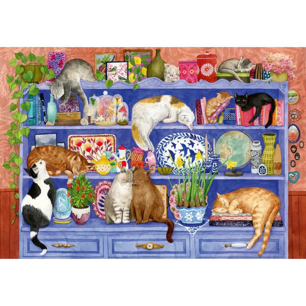 Ravensburger - Puzzle pentru varstnici pisicute pe raft cu sablon de imagine si suport din carton 200 piese mari XL - 2 | YEO