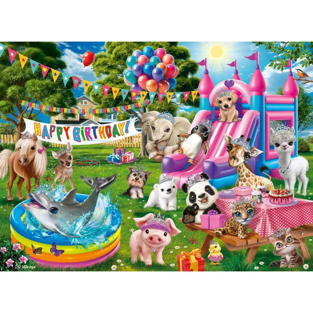 Ravensburger - Puzzle petrecere aniversara cu animalute 100 piese XXL - 2 | YEO