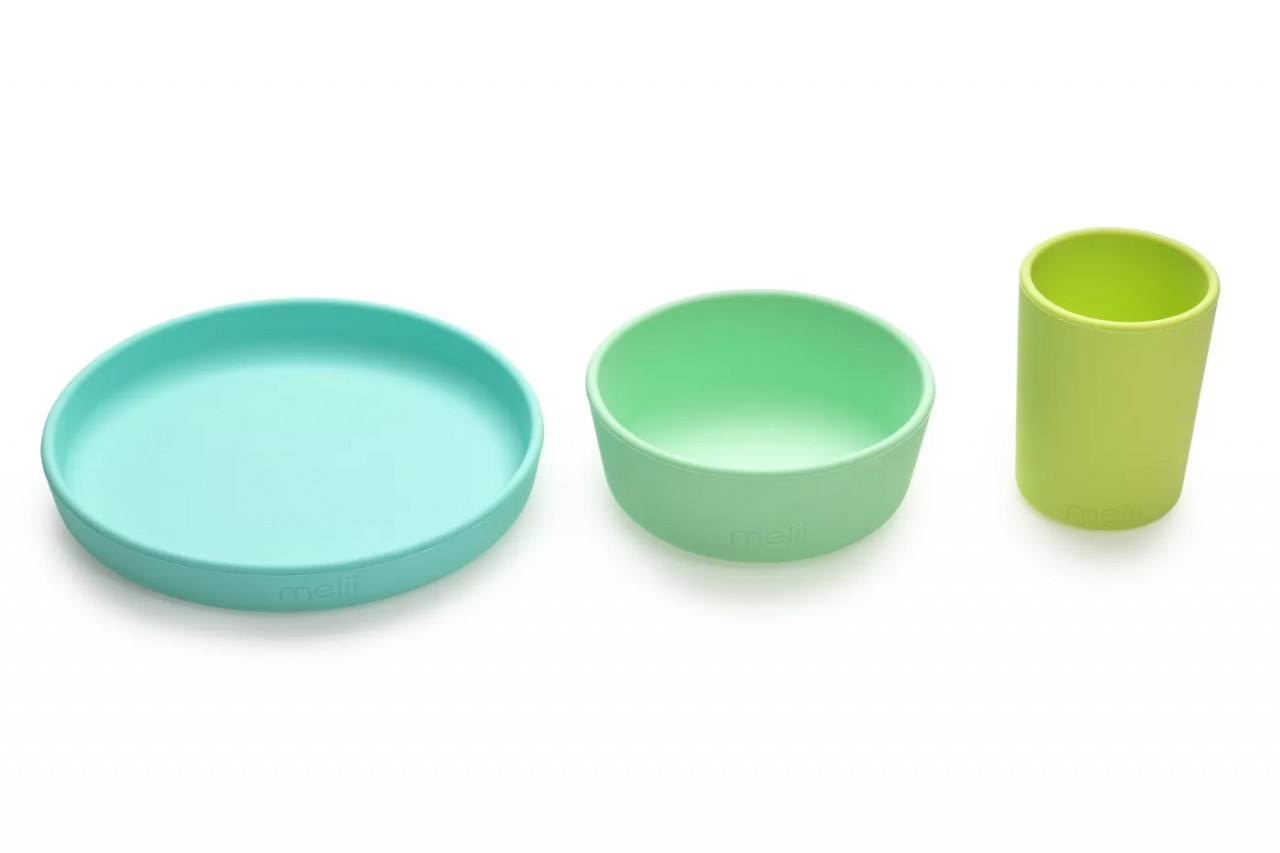 Set 3 Recipiente Silicon Hrana Bebe, Melii, Blue&Lime&Mint - 3 | YEO