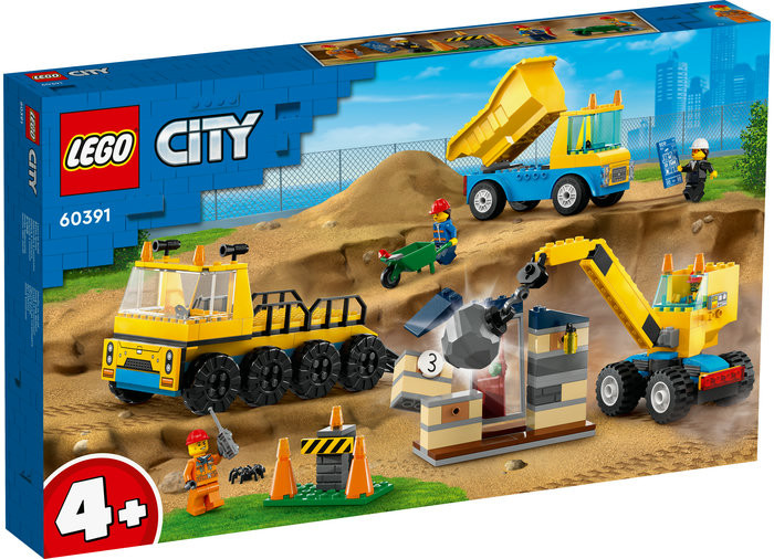 Set LEGO City - Camioane de constructie si macara cu bila pentru demolari (60391) - 1 | YEO