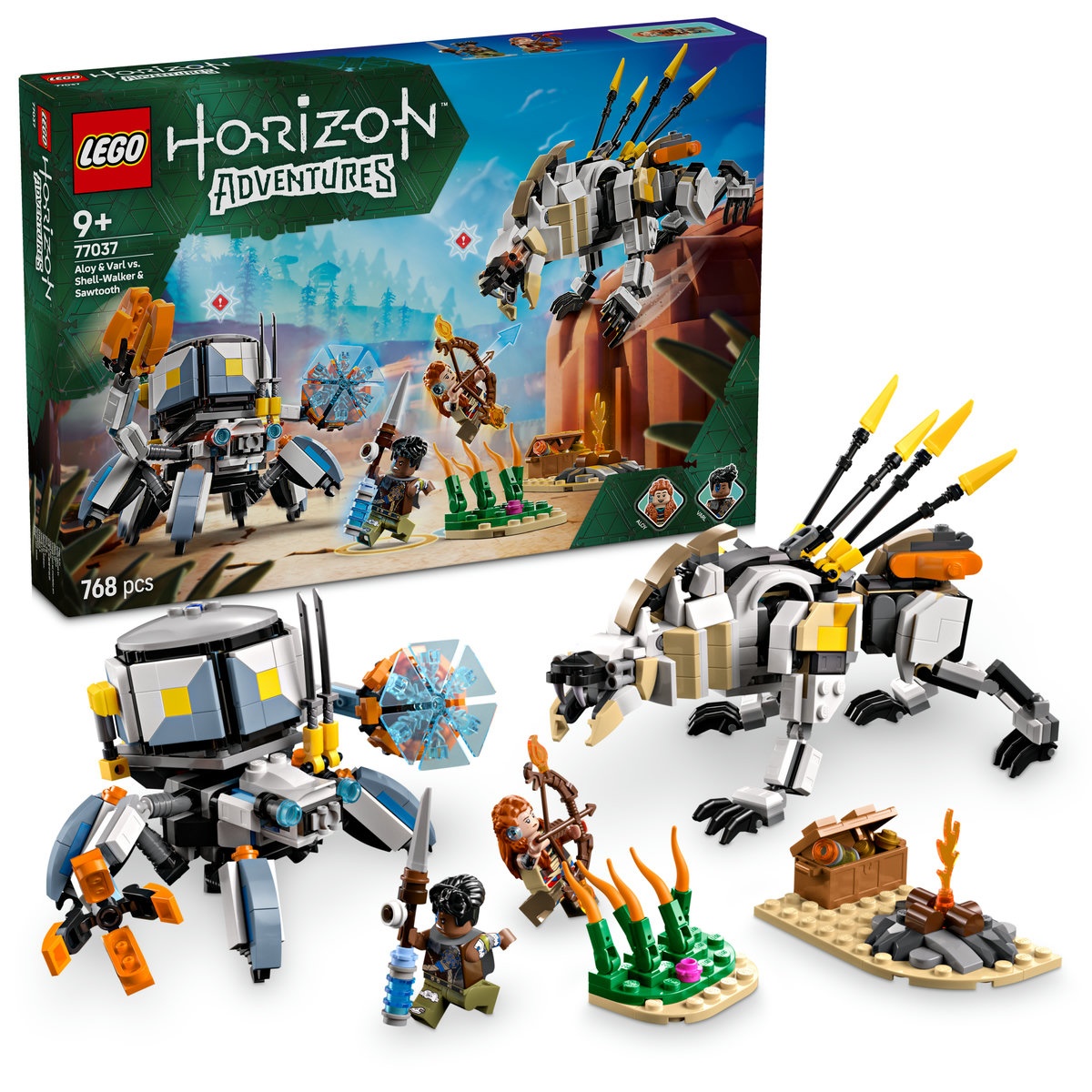 Set LEGO Creator Expert - Aloy si Varl vs. Shell-Walker si Sawtooth (77037)