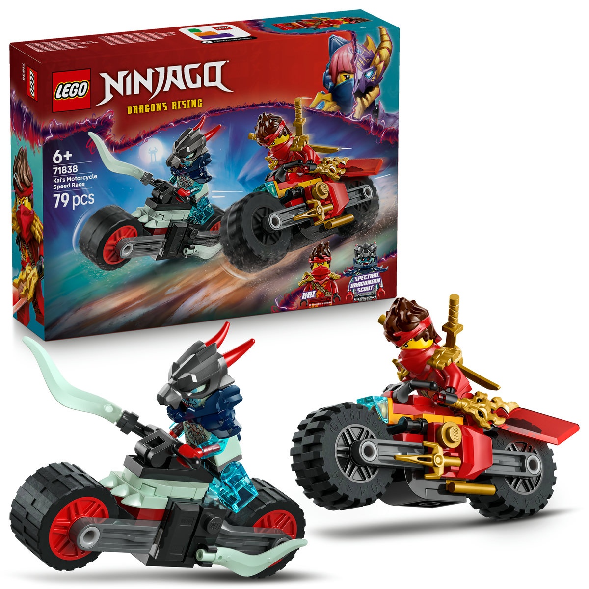 Set LEGO Ninjago - Cursa de viteză cu motocicleta lui Kai (71838)