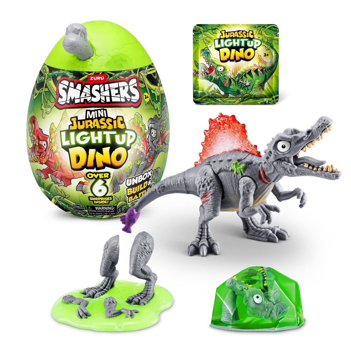 Smashers - Mini Ou surpriza cu peste 6 accesorii, Dino Jurassic Light-Up - 2 | YEO