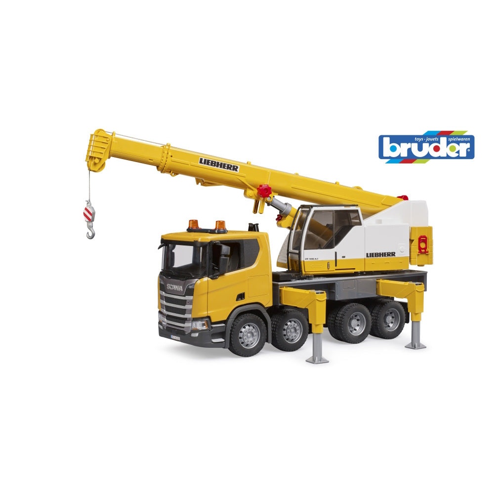 Bruder camion cu macara Scania Super 560R Liebherr cu lumini si sunete