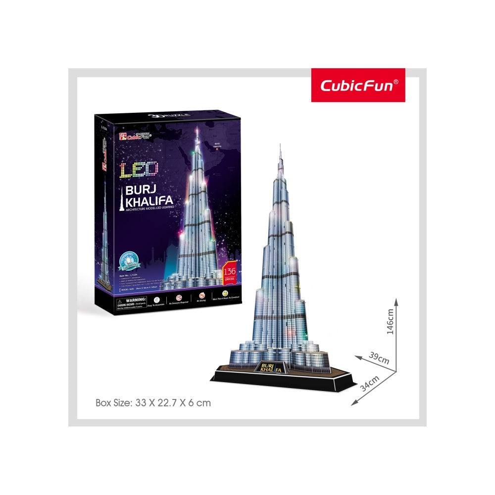 Cubic Fun - Puzzle 3D Led Burj Khalifa 136 Piese - 2 | YEO