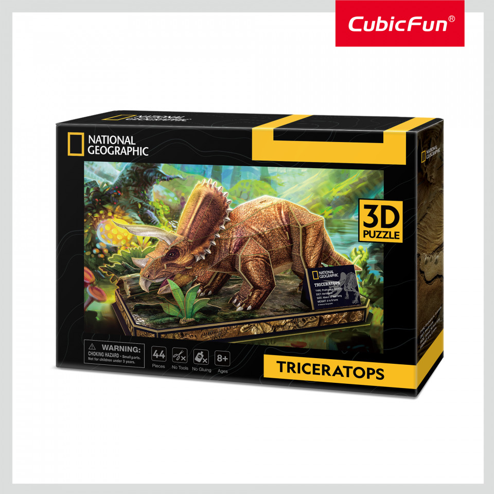 Cubic Fun - Puzzle 3D Triceratops 44 Piese - 1 | YEO