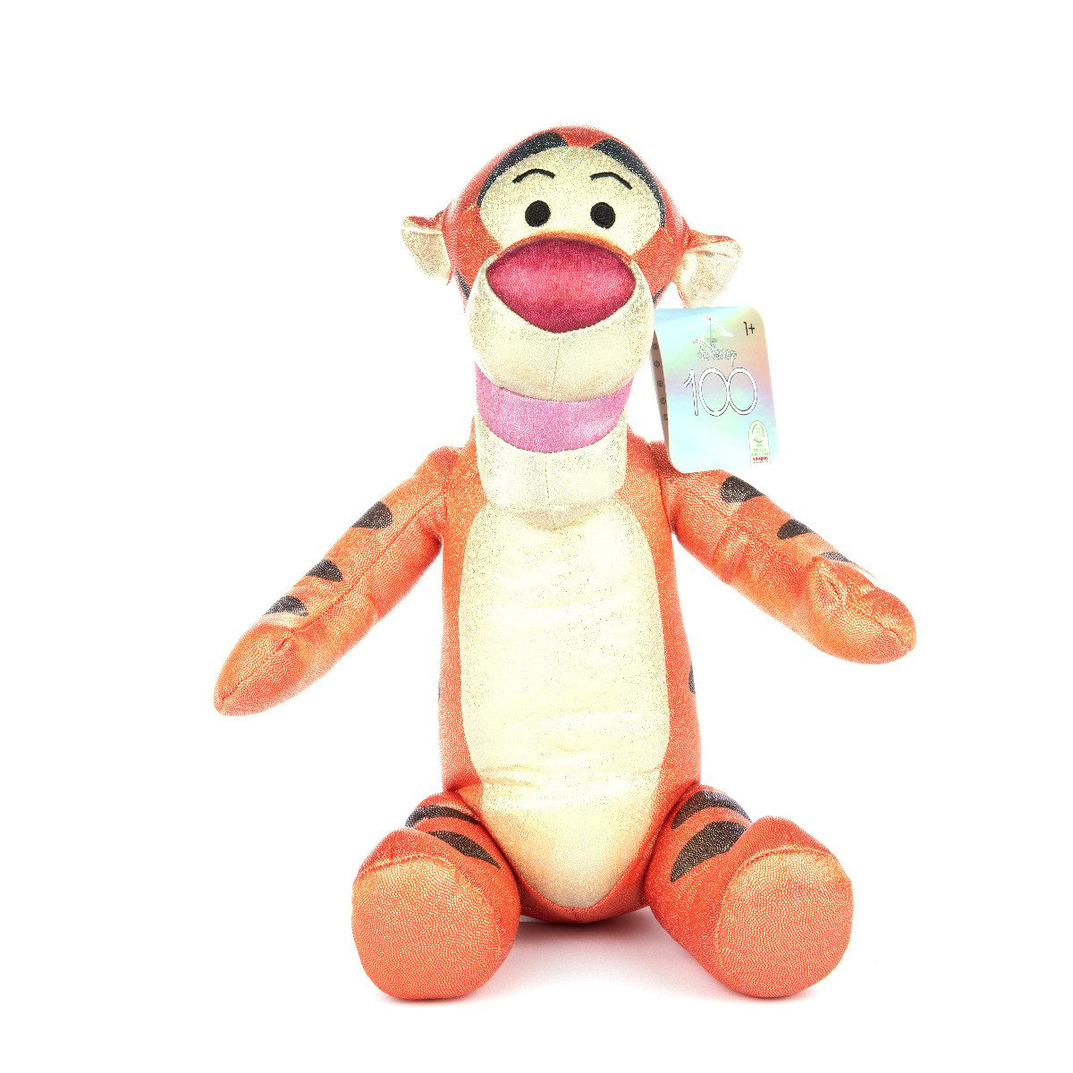 Jucarie de plus cu sclipici si sunete, Tigger, Colectia Disney 100, 28 cm