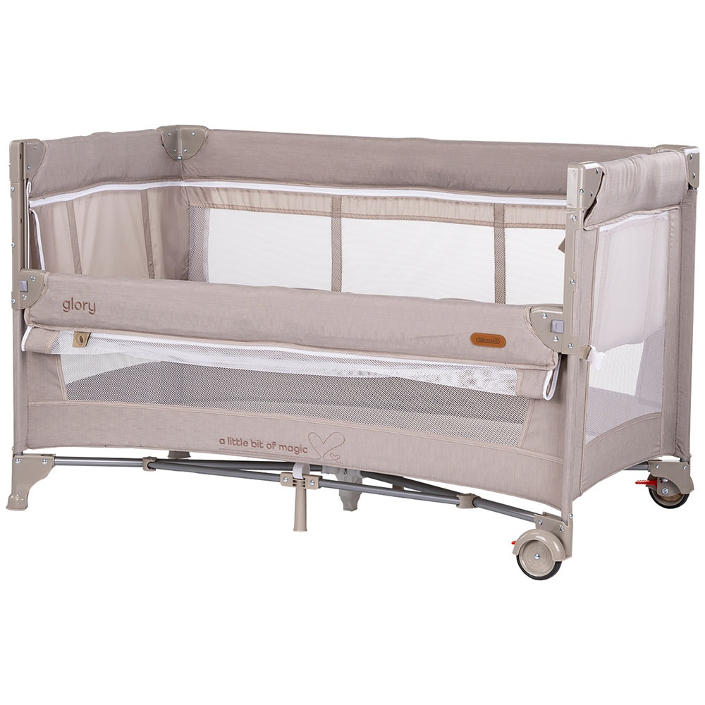 Patut pliabil Chipolino Glory cu laterala culisanta tiramisu