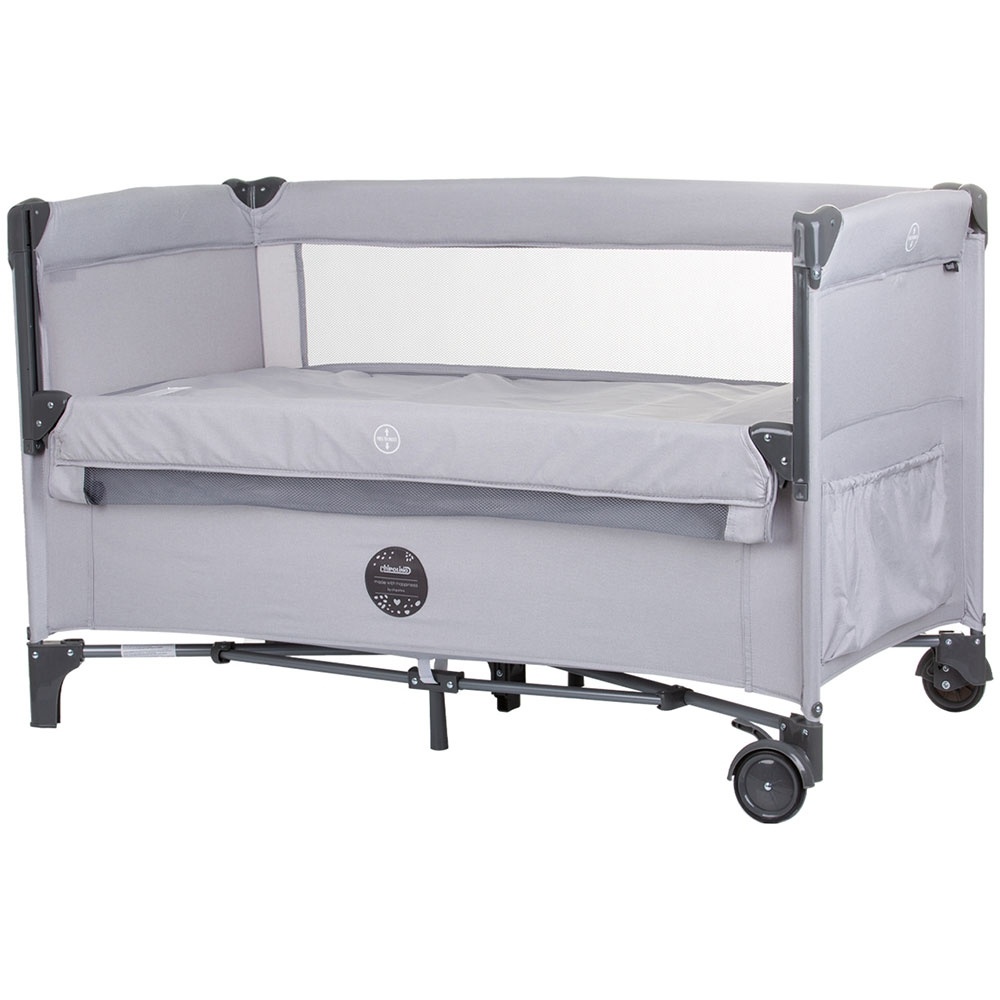 Patut pliabil Chipolino Relax ash grey linen cu laterala culisanta