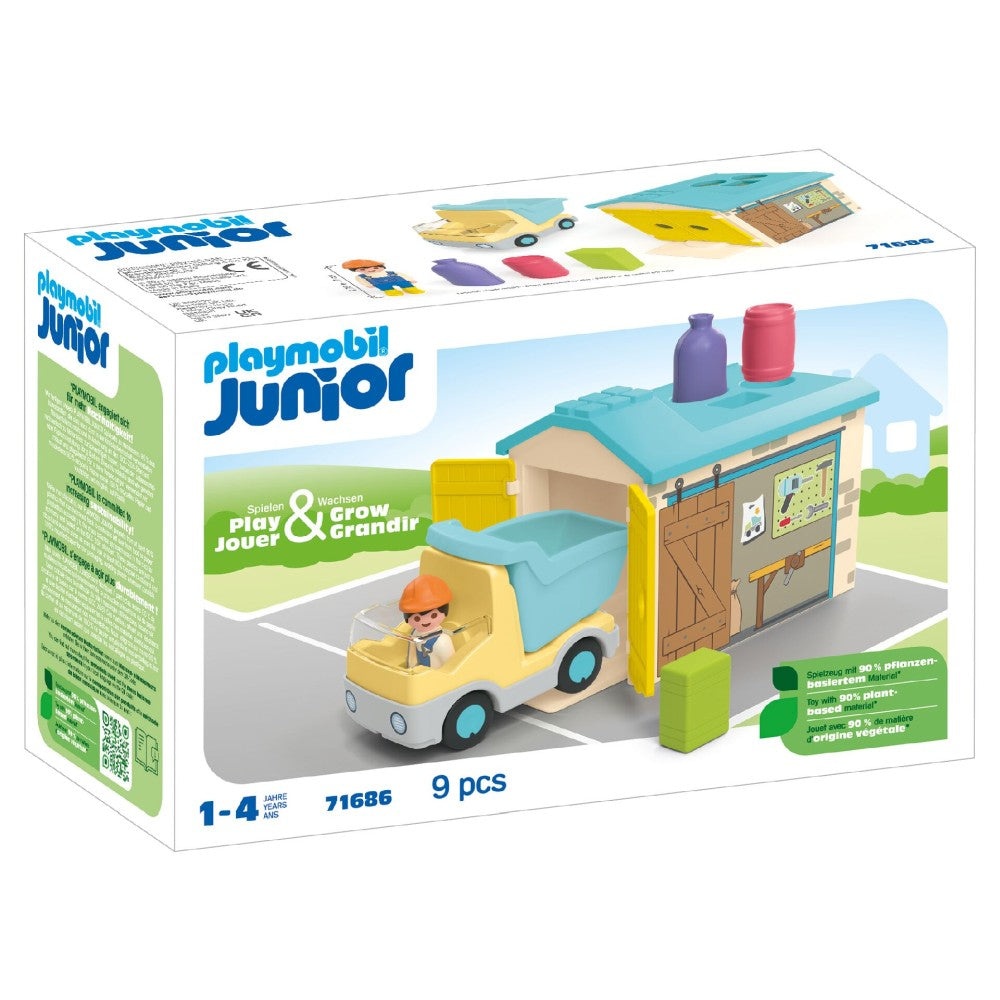 Playmobil Junior - Camion cu garaj de sortare