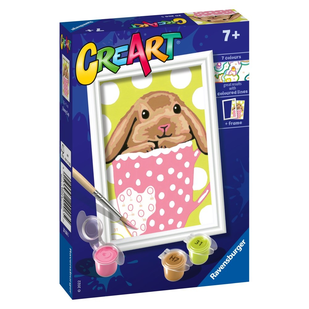 Ravensburger - CreArt pictura pe numere pentru copii iepuras in cana - 1 | YEO