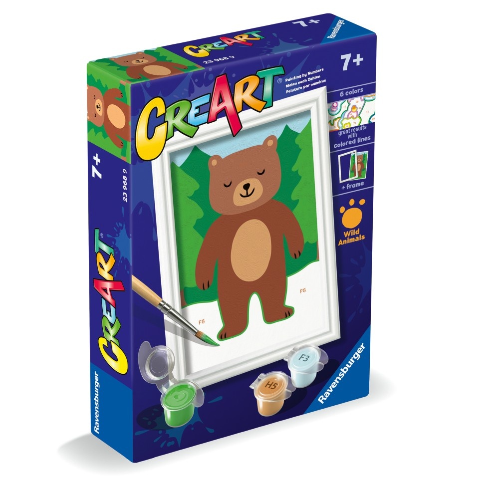 Ravensburger - CreArt pictura pe numere pentru copii urs salbatic - 1 | YEO