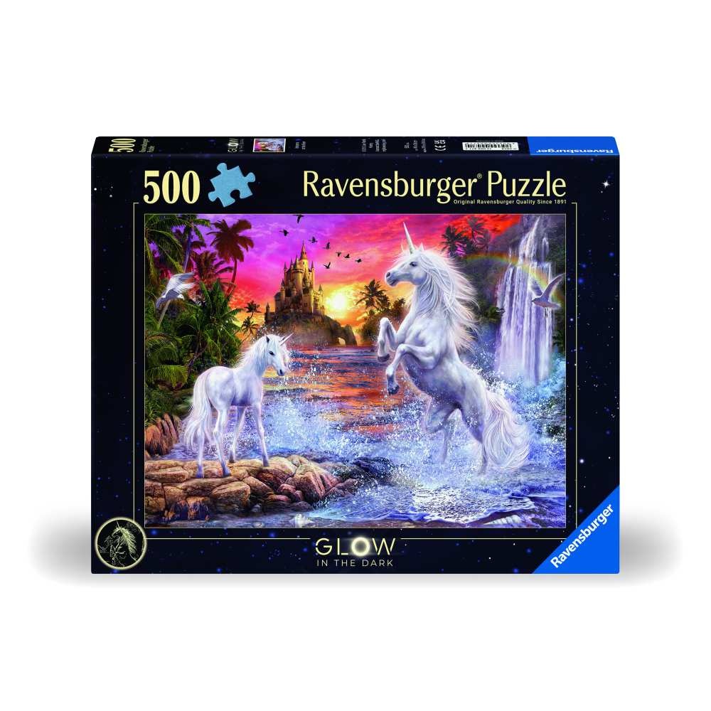 Ravensburger - Puzzle unicorni la rau 500 piese care lumineaza in intuneric design nou - 1 | YEO