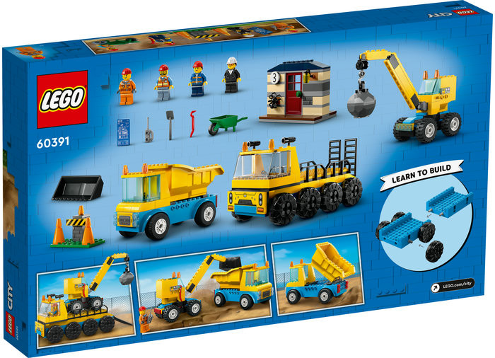 Set LEGO City - Camioane de constructie si macara cu bila pentru demolari (60391) - 2 | YEO