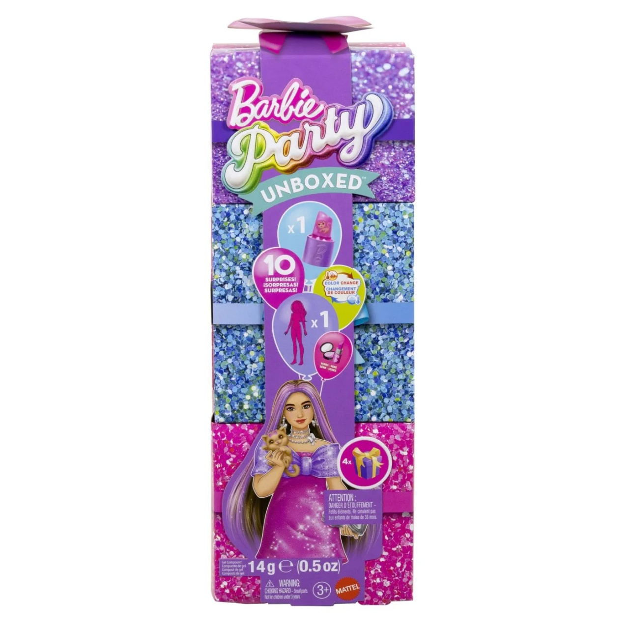 Barbie Set Party Unboxed Reveal Papusa Barbie Mov Cu 10 Accesorii Surpriza