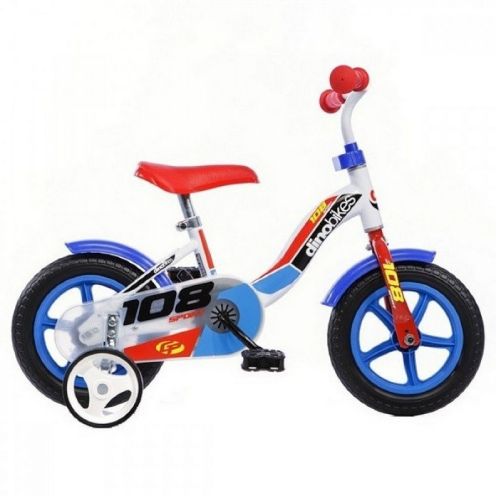 Bicicleta copii Dino Bikes 10\' 108 Sport alb si albastru