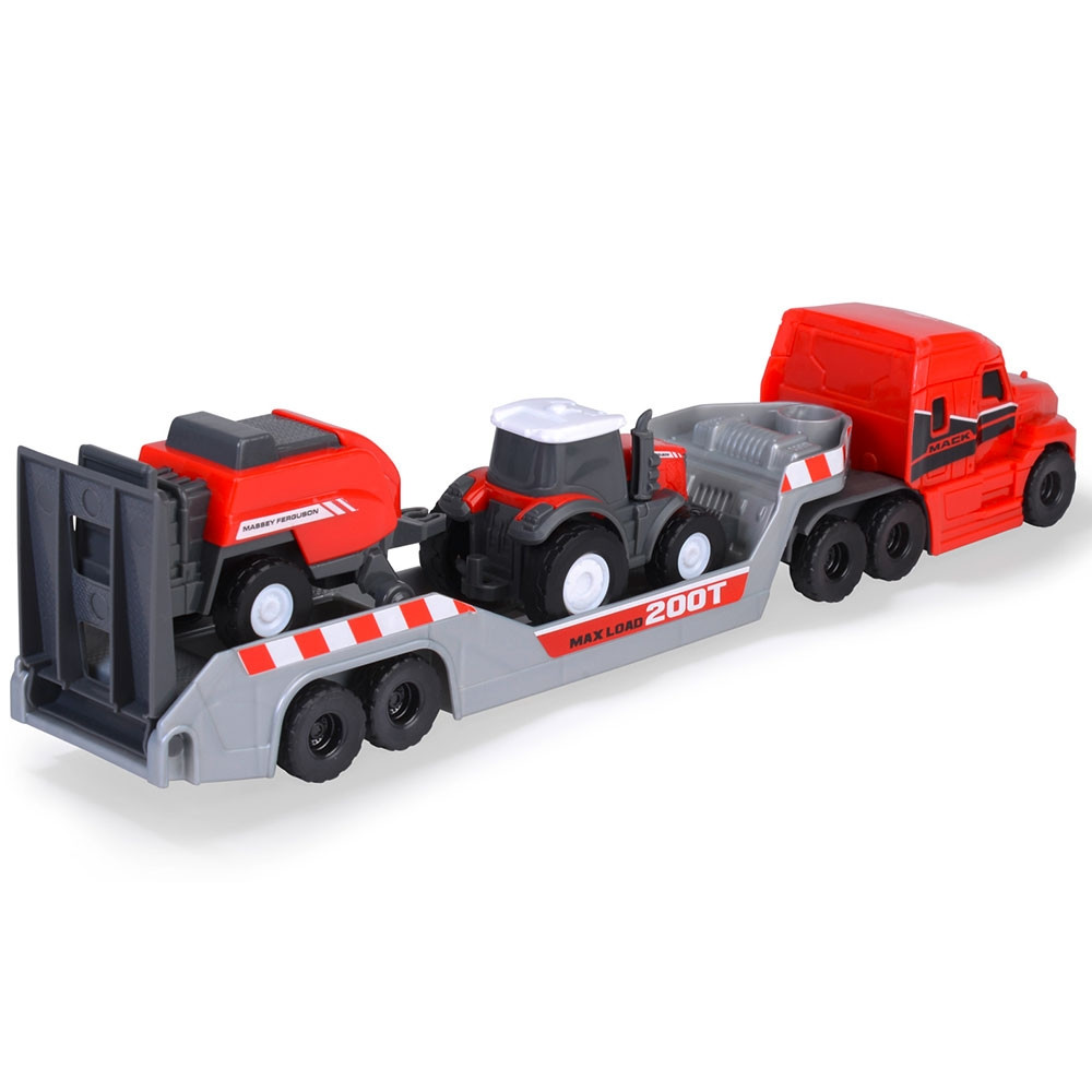 Camion Dickie Toys Massey Ferguson Micro Farm Truck 32 cm cu tractor si presa de balotat - 1 | YEO