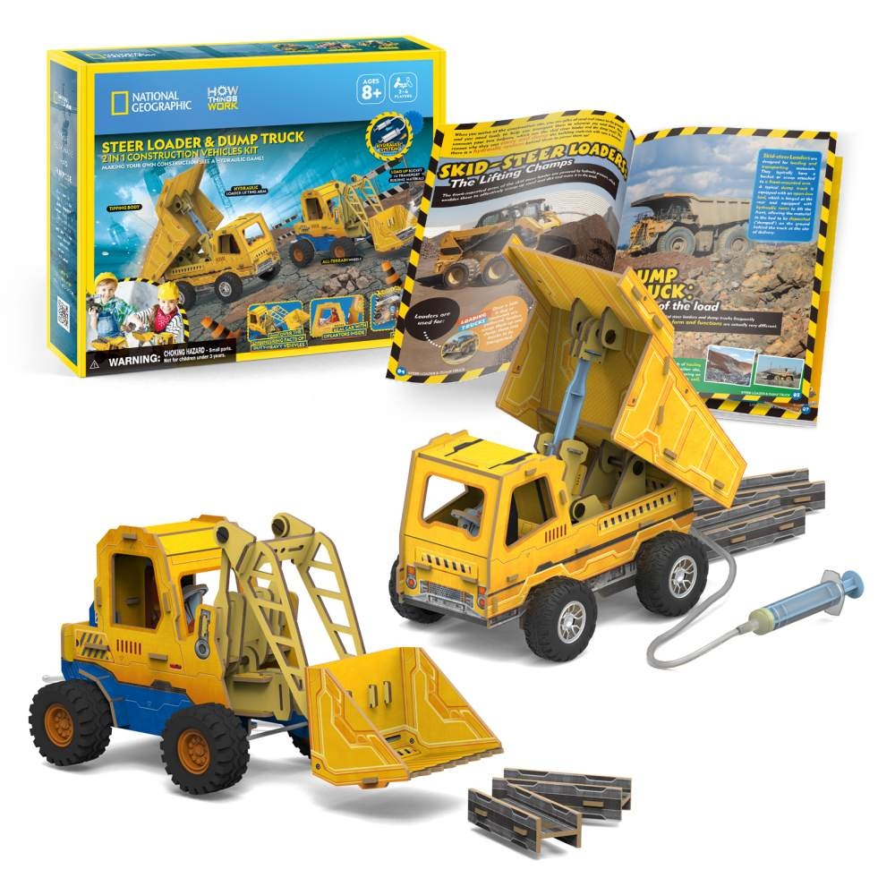 Cubic Fun - Joc Educativ STEM National Geographic puzzle 3D Mini incarcator si Basculanta