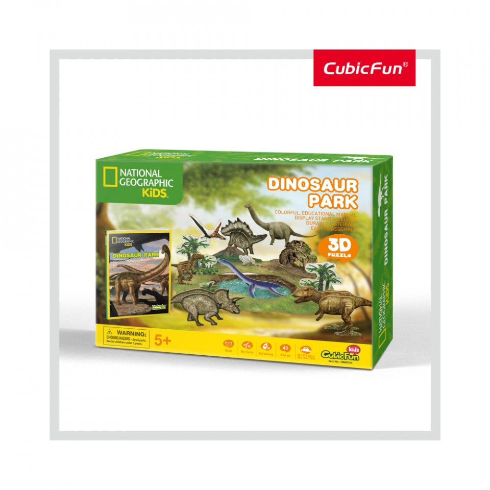 Cubic Fun - Puzzle 3D+Brosura-Parcul Dinozaurilor 43 Piese - 1 | YEO