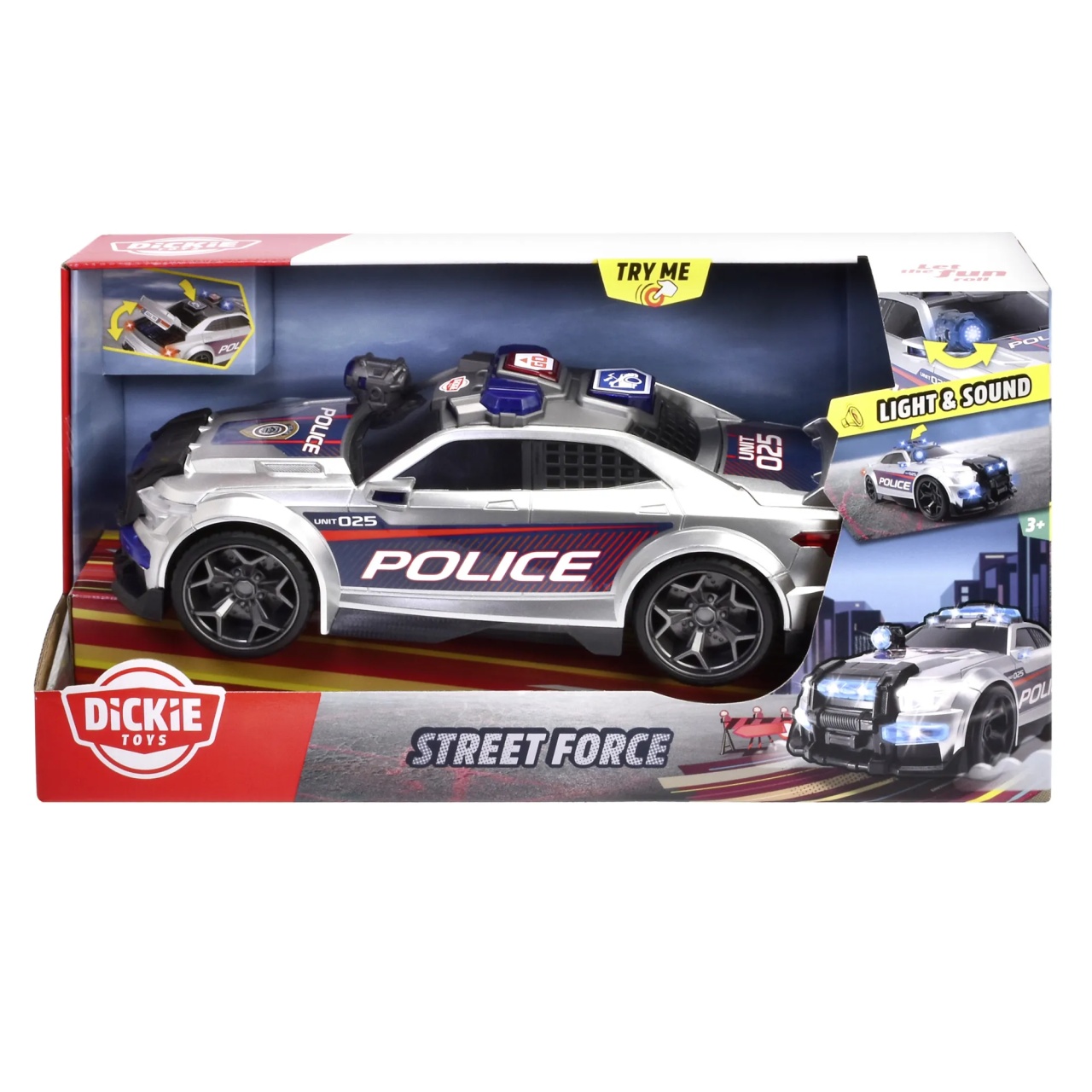 Dickie Toys Masina De Politie Street Force Cu Lumini Si Sunete 33Cm