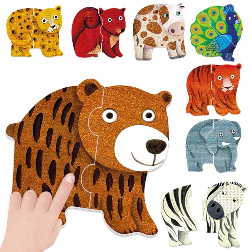 Headu - Puzzle Tactil contur Animale cu piese mari 2-4 ani - 1 | YEO