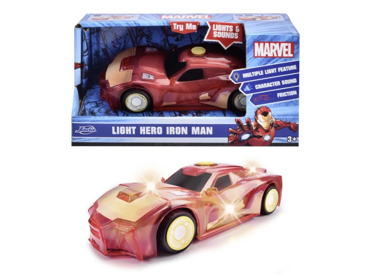 Jada Marvel Masinuta Light Hero Iron Man Cu Sunete Si Lumini Scara 1:32