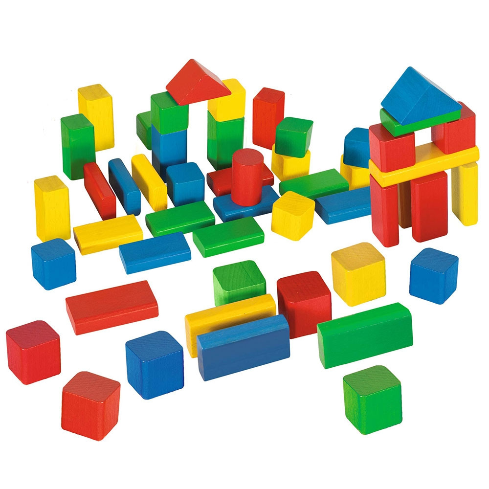 Jucarie Eichhorn Cuburi in galetusa Coloured Wooden Blocks 50 piese - 1 | YEO